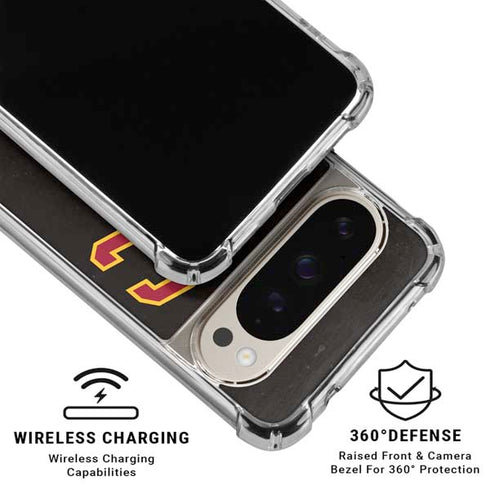 University of Southern California USC Logo Black Distressed Pixel 9/9 Pro Clear Case